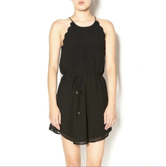 Naked Zebra Dresses & Skirts - 4/$16 ❇️ Naked Zebra Black Tie Waist Scalloped Mini Dress